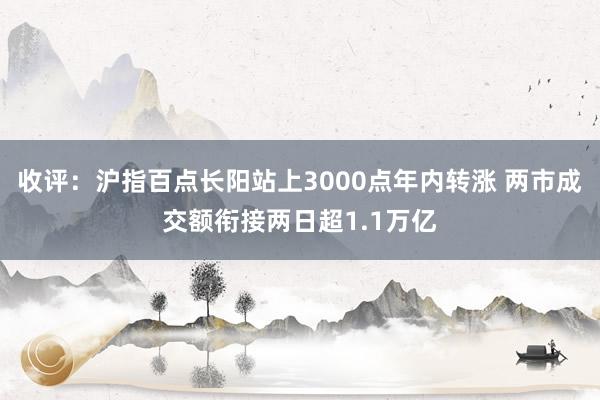 收评：沪指百点长阳站上3000点年内转涨 两市成交额衔接两日超1.1万亿